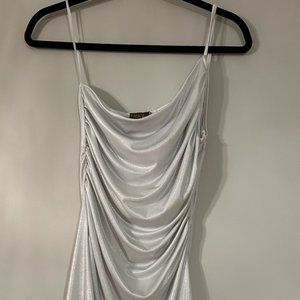 Silver One Shoulder Bodycon Dress